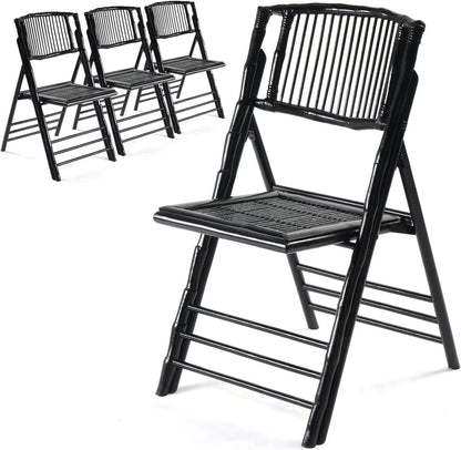 Set of 4 Portable Wooden Folding Chairs for In/Outdoor Use