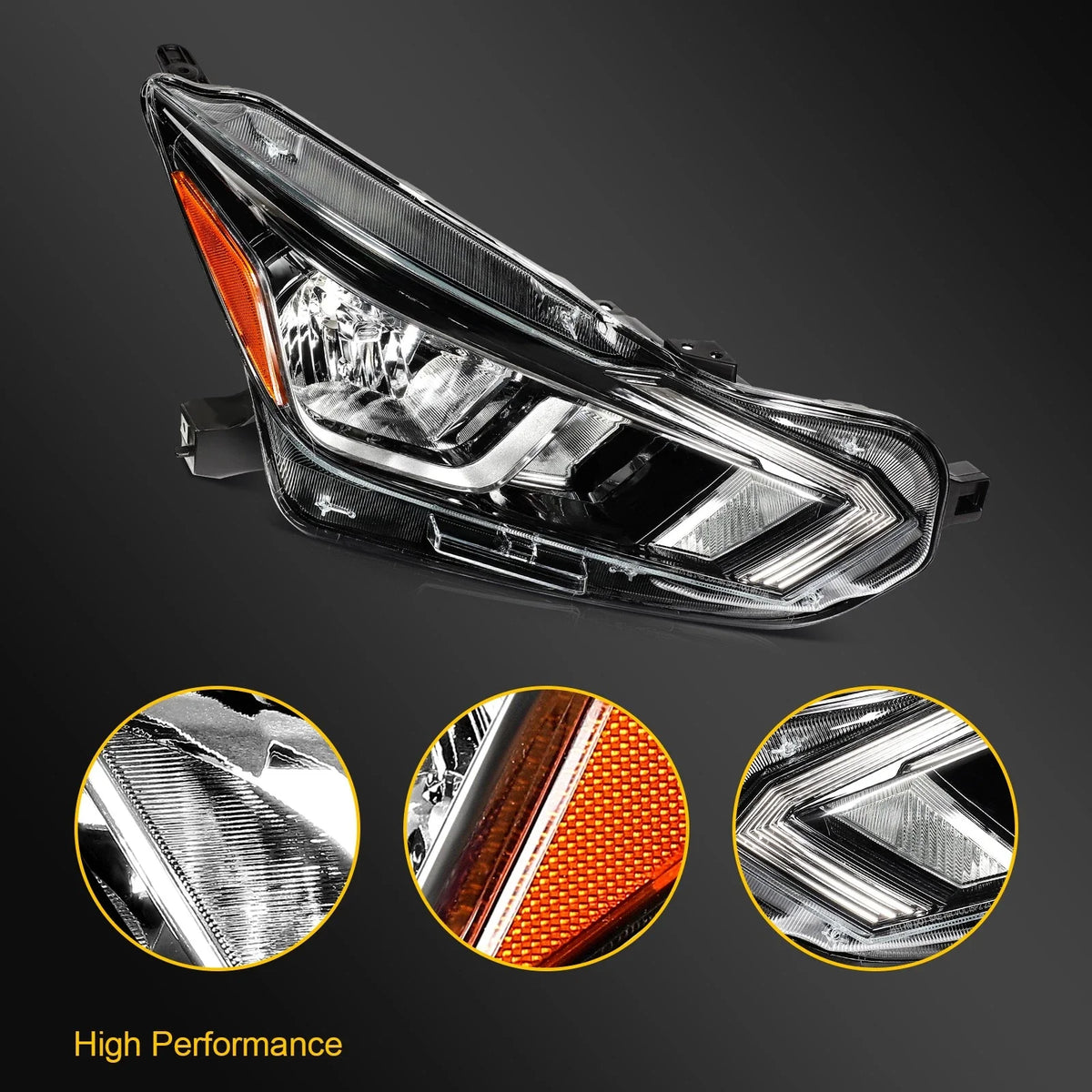 Pair Halogen Headlight Assembly for Nissan Versa (2020–2024)