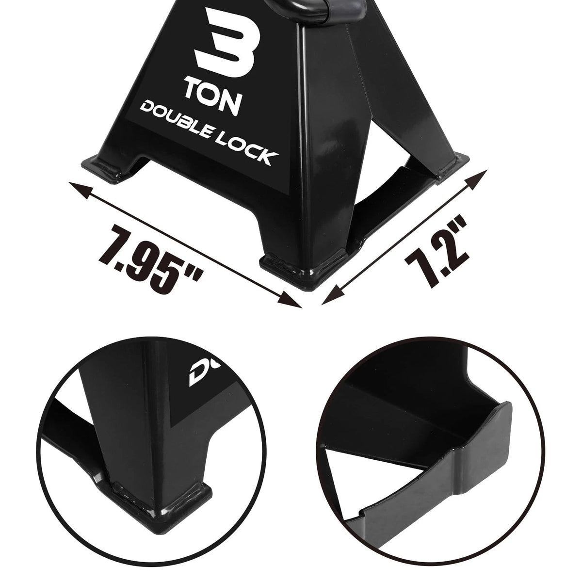 2X Heavy Duty Jack Stands 3 Ton Capacity with Double Locking Pins