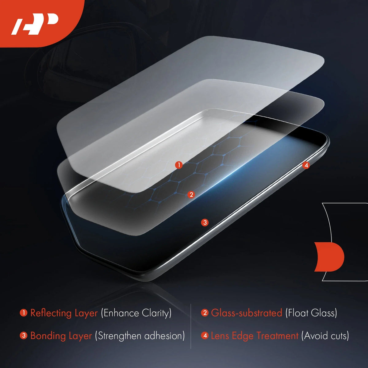 Power Mirror Glass Pair with Spotter & Heated for Ford Fusion (2013–2020)