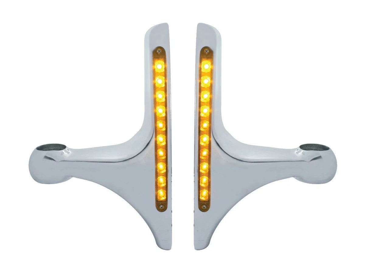 Headlight Brackets Pair for Peterbilt Hood Side Headlamps L-Shape w Amber LED (2016–2025)