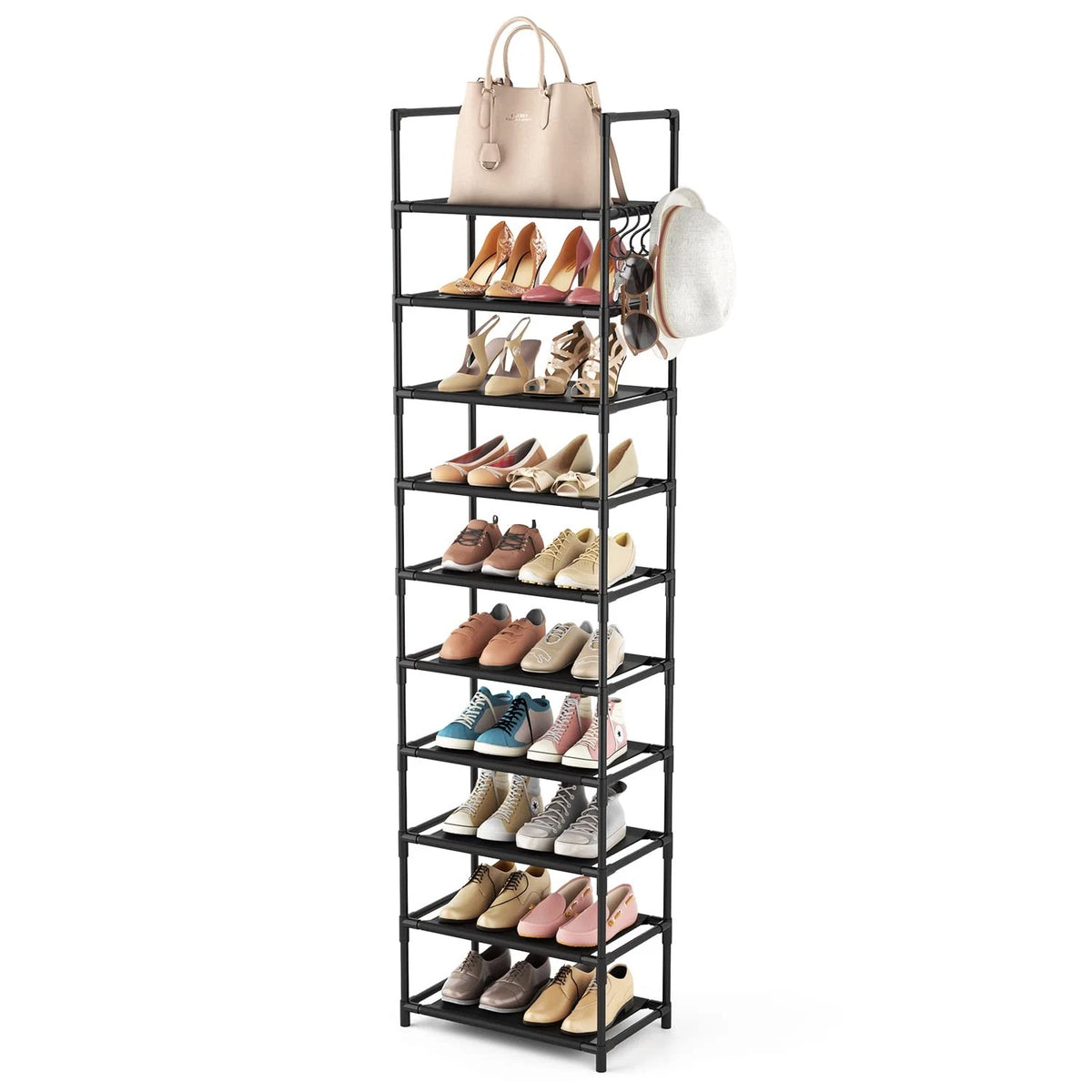 10-Tier Shoe Rack for Organizer Storage (20-25 Pairs)