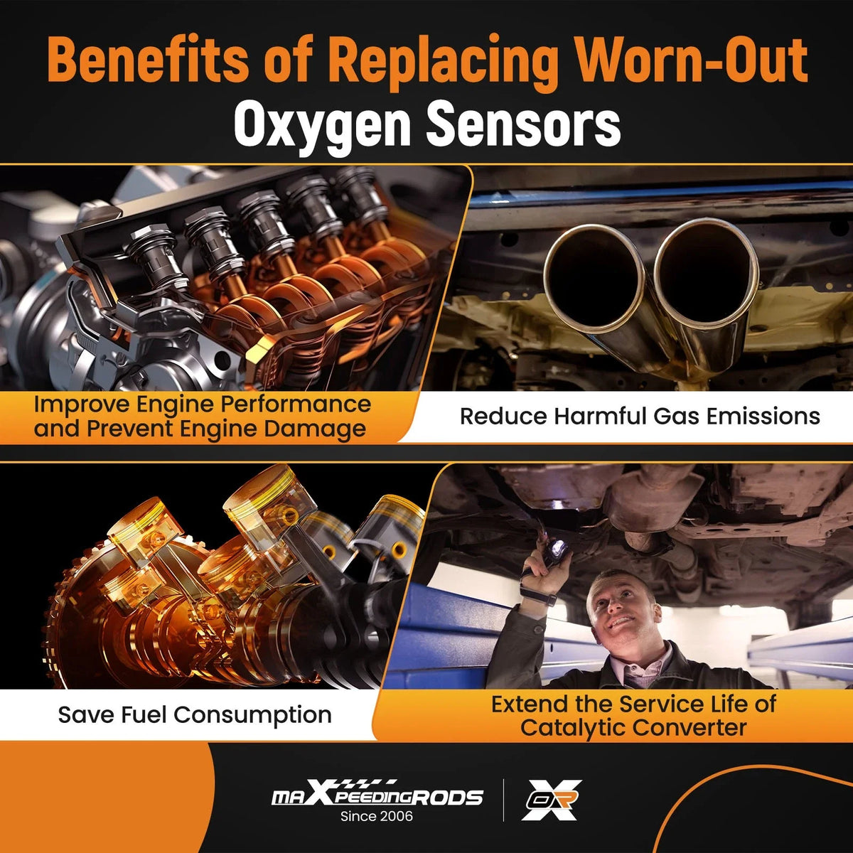 Set of 4 Oxygen Sensors for Honda Accord Odyssey MDX RL (2003–2012)