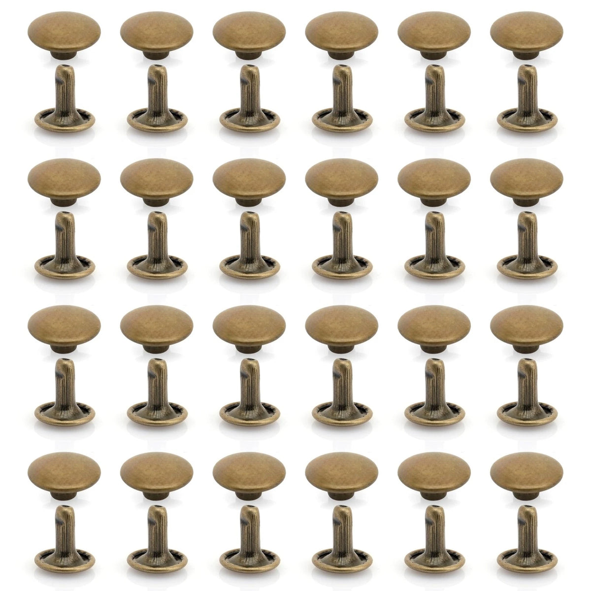 8mm Post Leather Rivets for Automotive Applications (9mm Cap, Antique Brass)