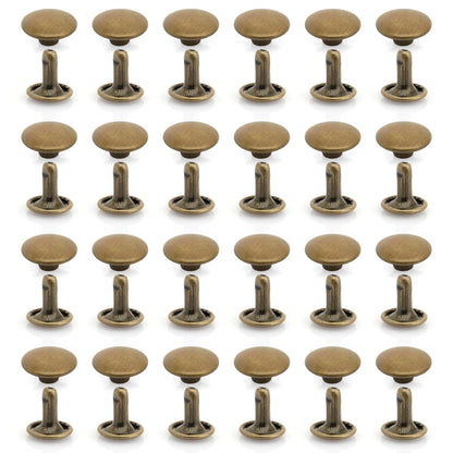 8mm Post Leather Rivets for Automotive Applications (9mm Cap, Antique Brass)
