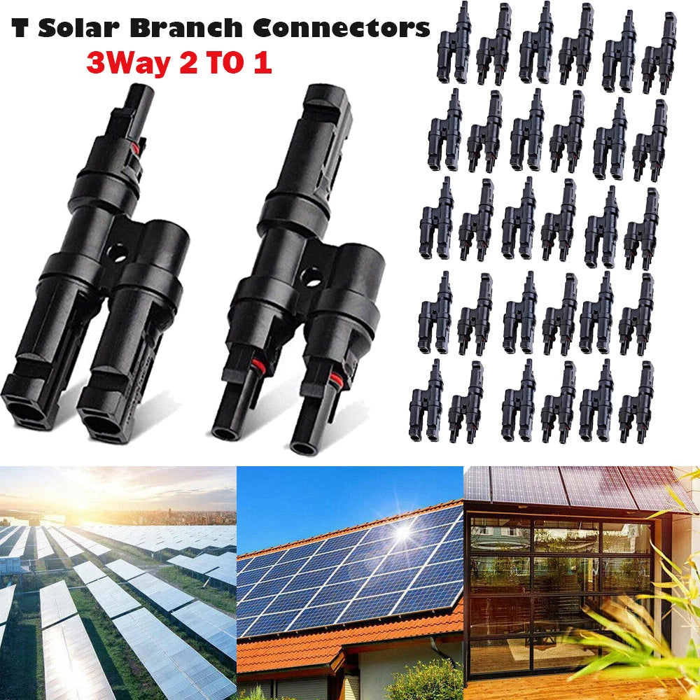 15 Pairs T Branch Connectors for Solar Panels Cable Splitter Coupler