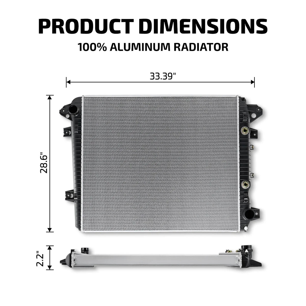 Aluminum Core Radiator for Silverado 3500, Sierra 2500 (2017–2019) 6.6L Turbo 13690