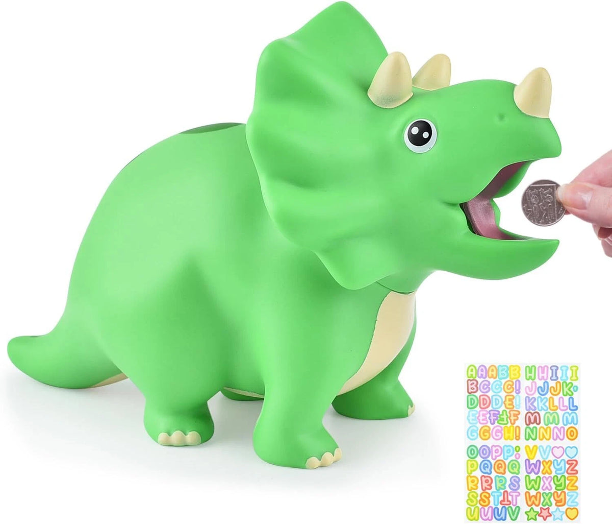 Dinosaur Piggy Bank for Boys and Girls (Unbreakable Plastic)