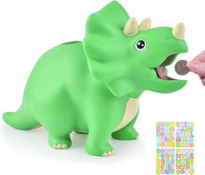 Dinosaur Piggy Bank for Boys and Girls (Unbreakable Plastic)