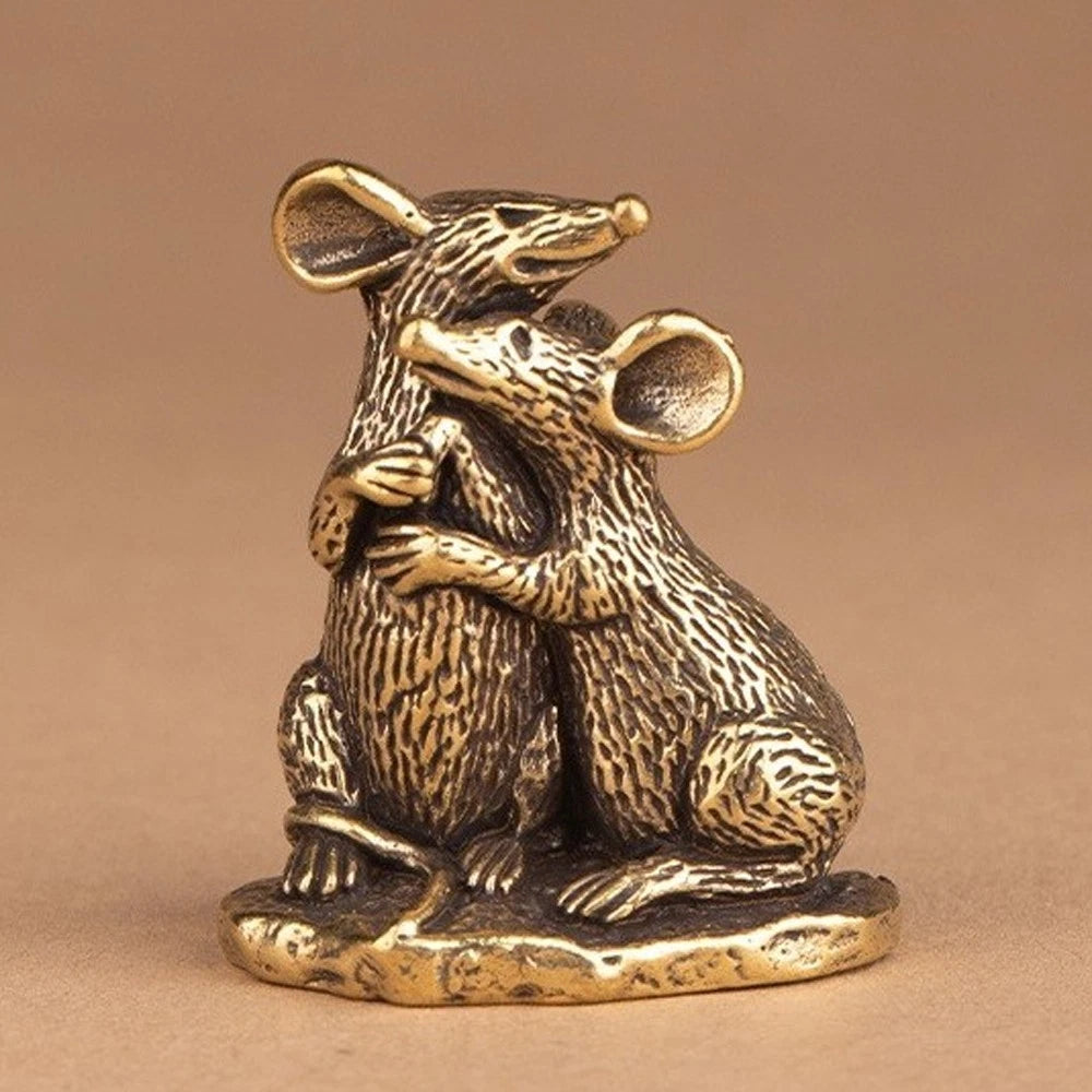 Brass Love Mouse Rat Figurine for Home Decoration