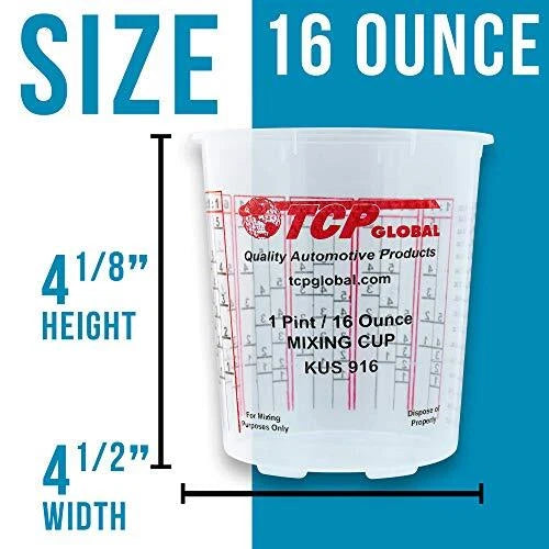 Full Case of 100 Pint (16oz) Paint Mixing Cups for Automotive Use