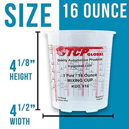 Full Case of 100 Pint (16oz) Paint Mixing Cups for Automotive Use