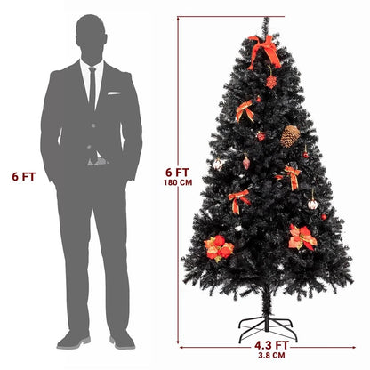 6FT Black Artificial PVC Christmas Tree for Indoor/Outdoor Holiday Decor