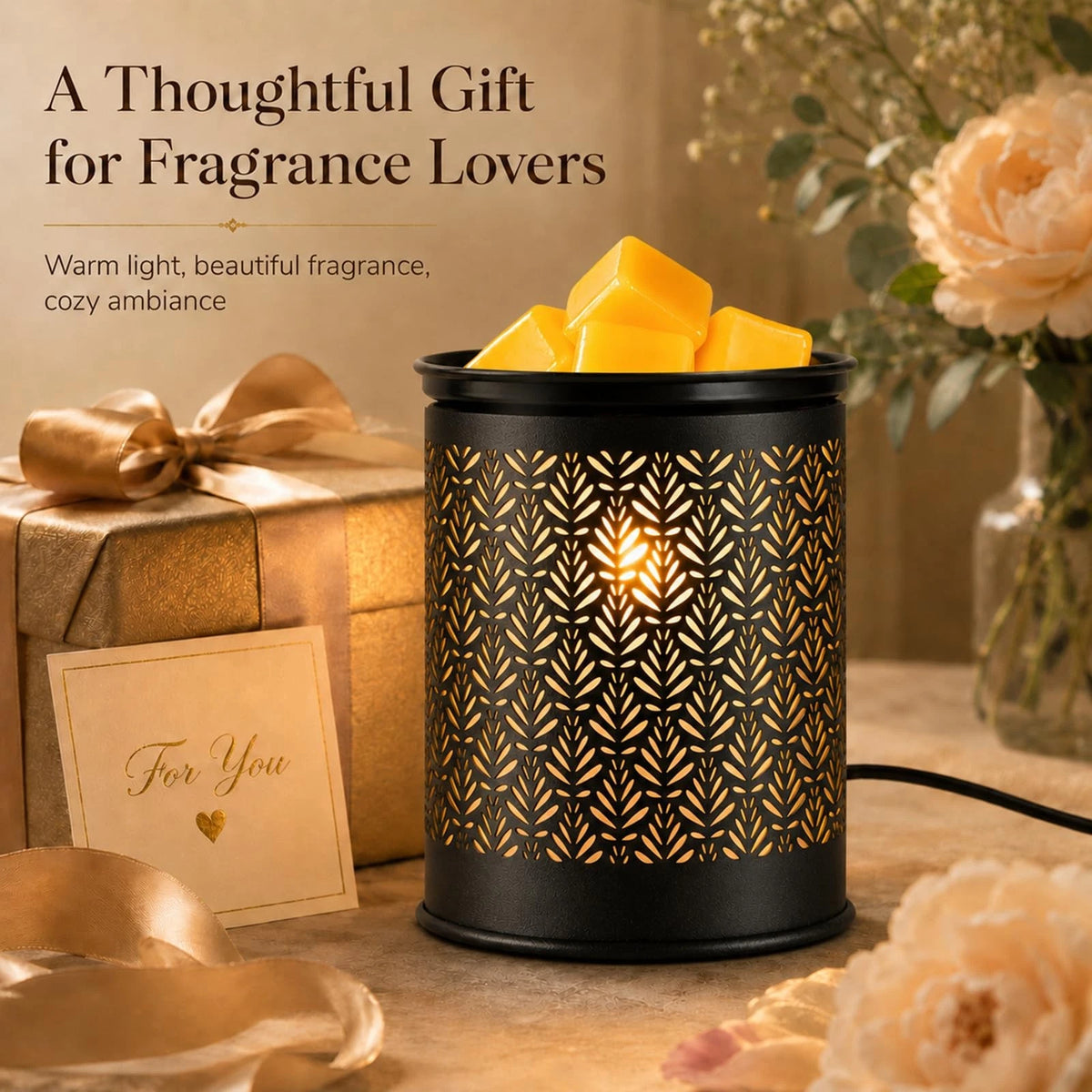 Wax Melt Warmer for Scented Candles (3.94x3.94x5.12in) - Black
