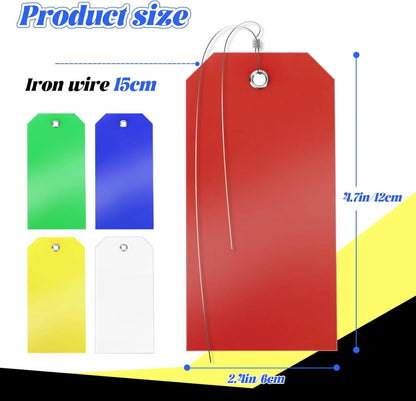 Set of 100 Plastic Shipping Tags with Wire, Waterproof, 20230404001