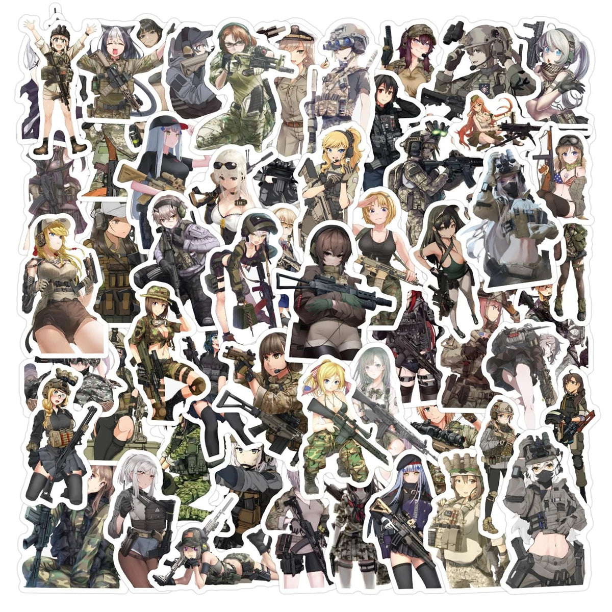 60 Pcs Anime Camouflage Girl Stickers for Various Uses
