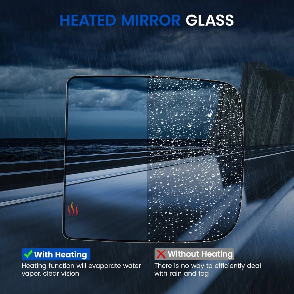 Heated Towing Mirror Glass Upper Left for Ram 1500 2500 3500 (2009–2010)
