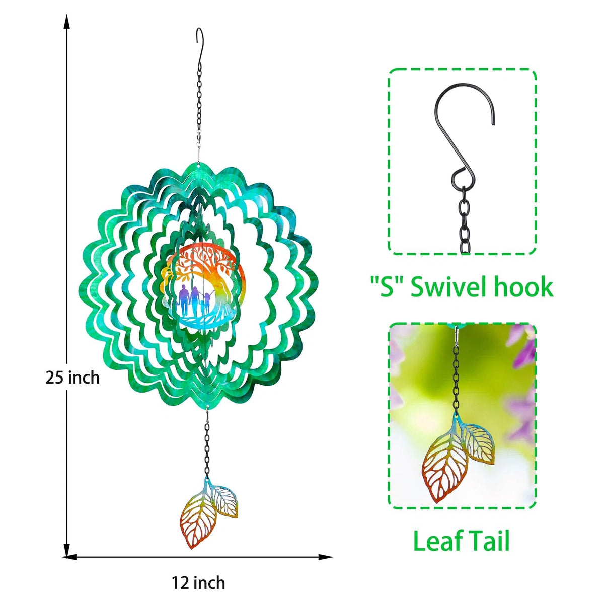Tree of Life Wind Spinner 12 Inch 3D Stainless Steel