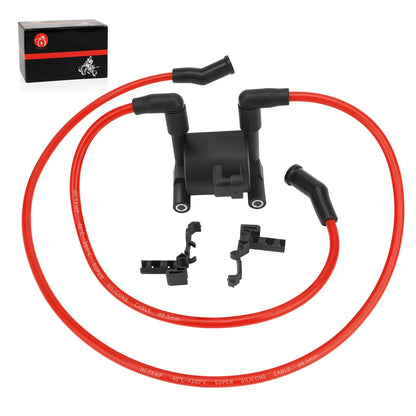 Ignition Coil with Spark Plug Wire Cap for FXD FXDB FXDC FXDF FXDL FXST (2007–2017) - 31696-07A, 28058097, 31600107, 32014-09A