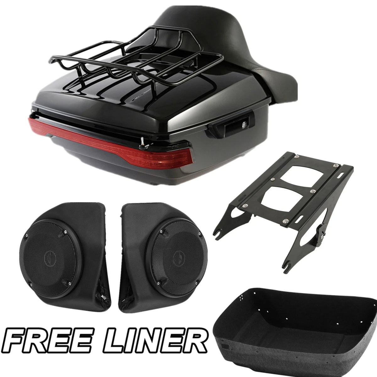 Trunk Pad Mount Rack Light Speakers for Harley Road Glide (2014–2023)