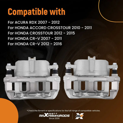 Front Brake Caliper Pair for Honda CR-V (2007–2016) Acura RDX (2007–2012)