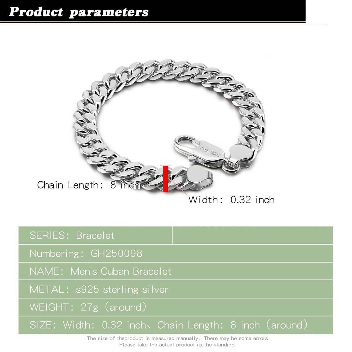 Set of 4 925 Sterling Silver Miami Cuban Link Bracelets 8-10-12MM