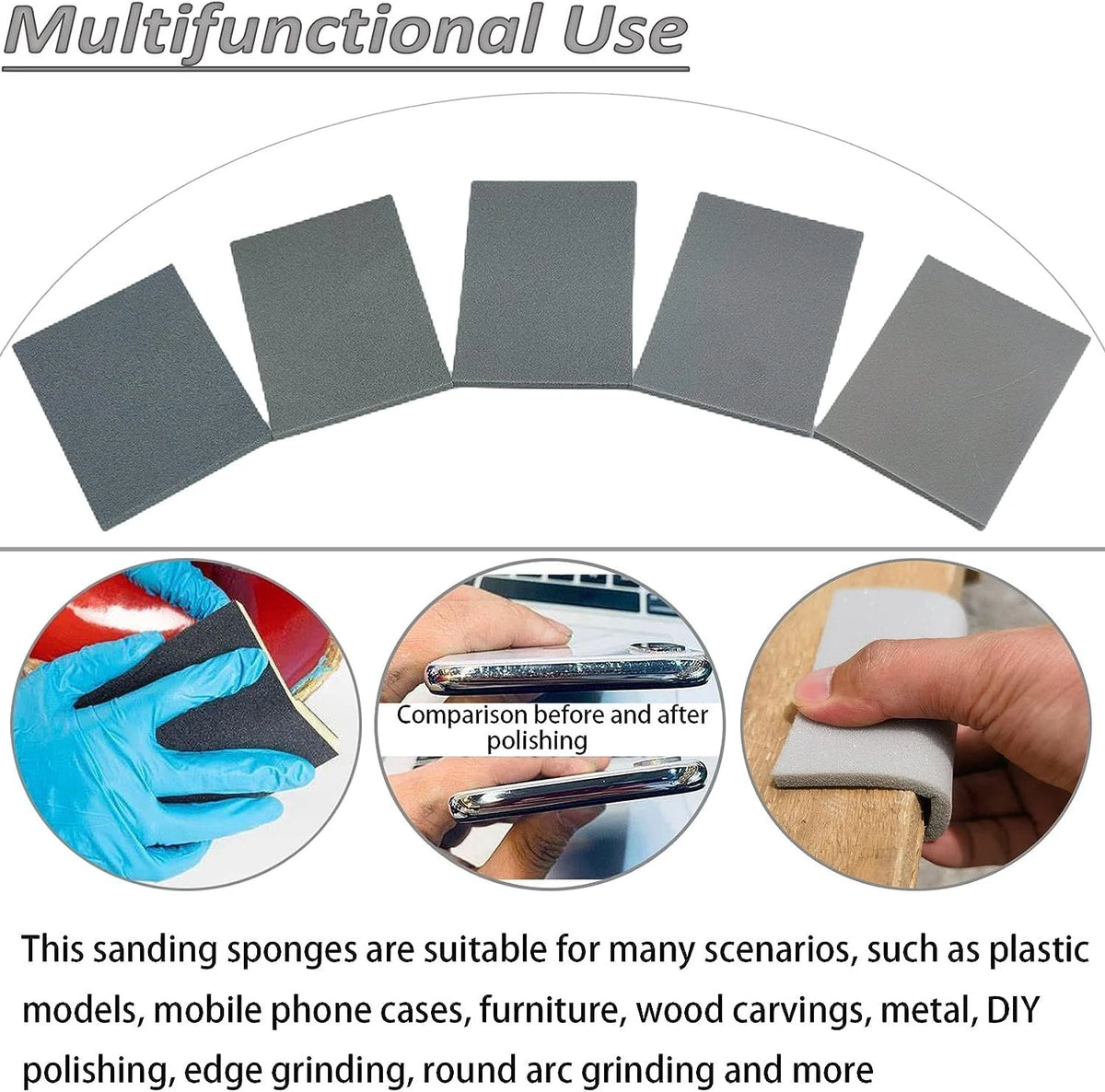 Set of 20 Sanding Sponges 3x4 Inch 600 Grit for Automotive Finishing