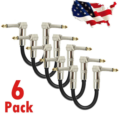 6PC Right Angle Patch Cord Cables for Guitar Effect Pedal Board
