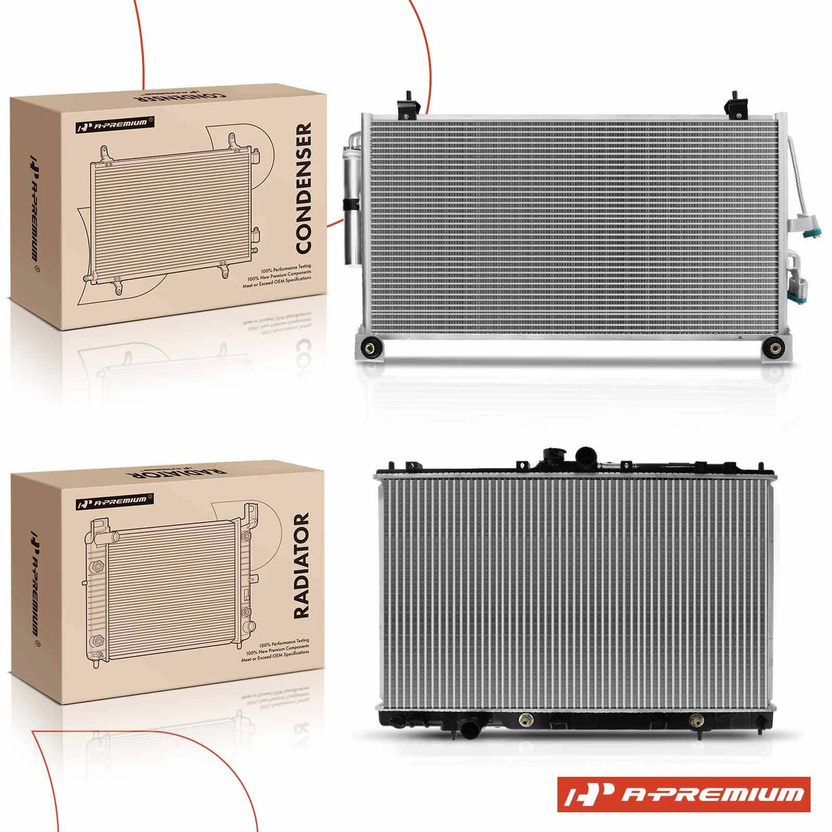 2X Radiator & AC Condenser Cooling Kit for Mitsubishi Outlander (2003–2006) - 1350A176, MI3010198, MN180842, MR958462