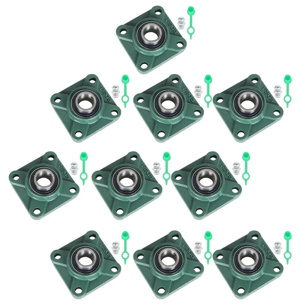 Set of 10 UCF205-16 Pillow Block Flange Bearings 1" Bore 4 Bolt