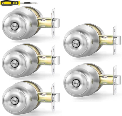 5X Interior Door Knobs for Bedroom or Bathroom - Satin Nickel