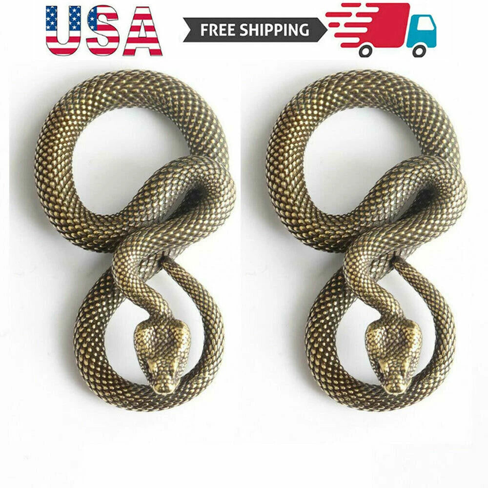 2X Handmade Zodiac Bronze Snake Keychain Figure 51x30mm