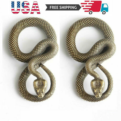2X Handmade Zodiac Bronze Snake Keychain Figure 51x30mm