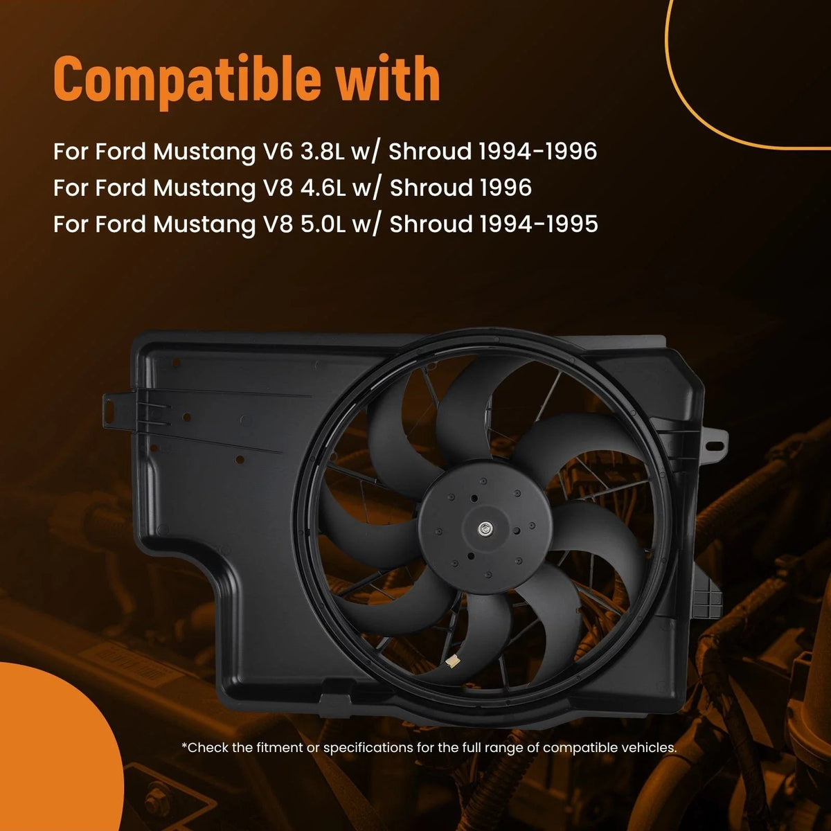 Cooling Fan Assembly for Ford Mustang V8 4.6L (1996) F5ZZ8C607A