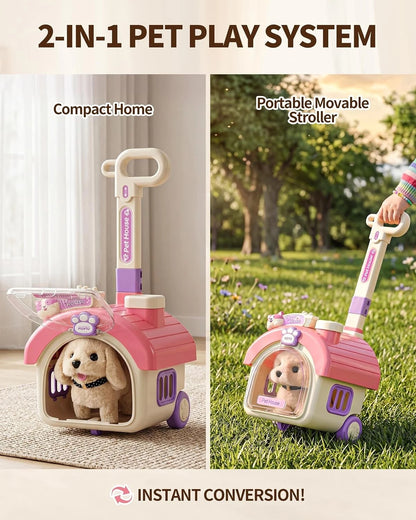 23 Pcs Dog Toys for Kids Girls - Interactive Realistic Stuffed Dog