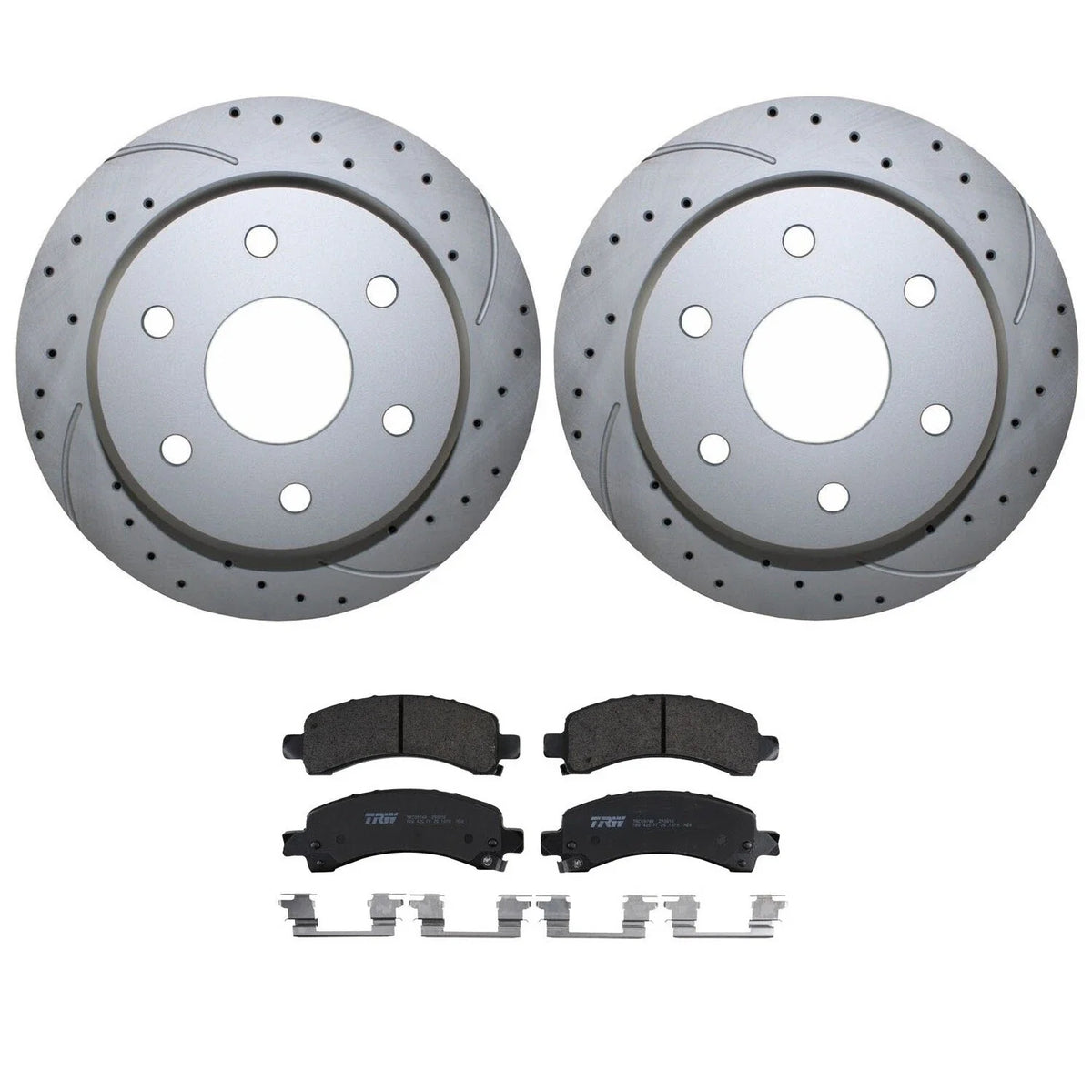 Rear Brake Kit 330mm Drilled Disc TRW Pro Ceramic Pad Set for Cadillac Chevy GMC