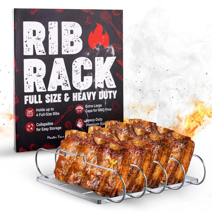 Rib Rack for Smoking & Grilling (Holds 4 Full Racks)