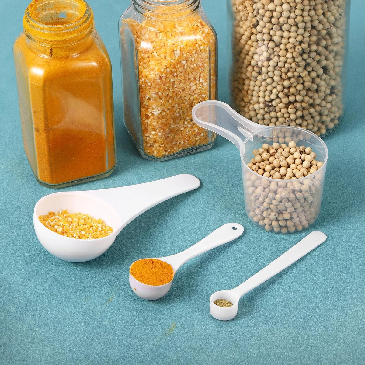 Set of 5 Plastic Measuring Spoons for Cooking and Baking