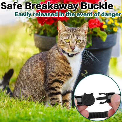 Reflective Breakaway Cat Collar for Apple Airtag - Black