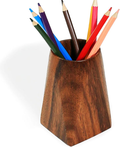 Acacia Wooden Pen Pencil Holder for Desk (Multi-purpose)
