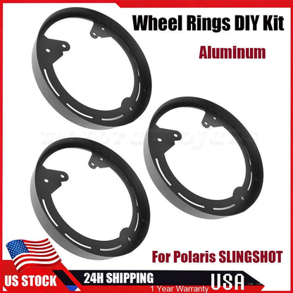 3X LED Wheel Ring Light Mounts for Polaris Slingshot (DIY Kit, Aluminum, Black)