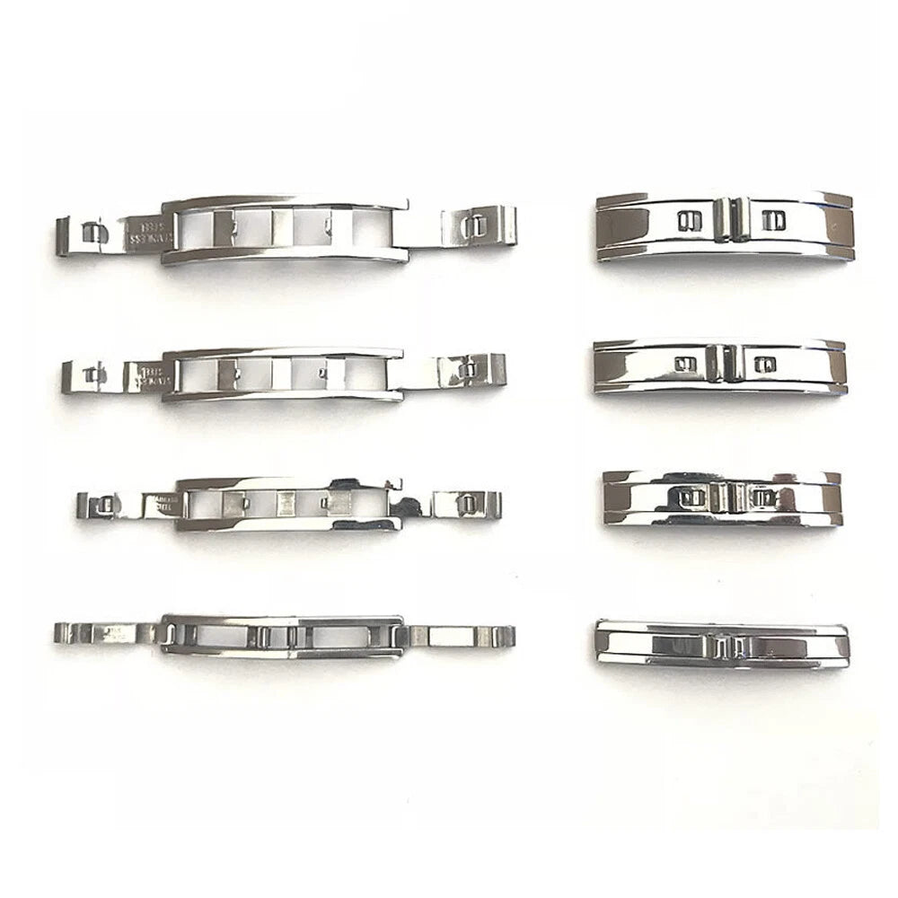 2PC Stainless Steel Watch Buckle Double Pull Folding Clasp