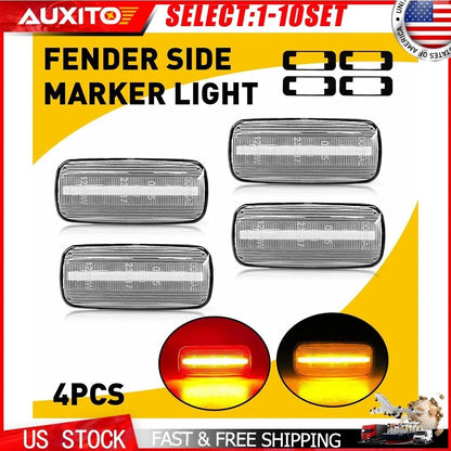 2X Clear Amber Red LED Front Side Marker Lights for Dodge Ram 2500 3500 (2010–2018)