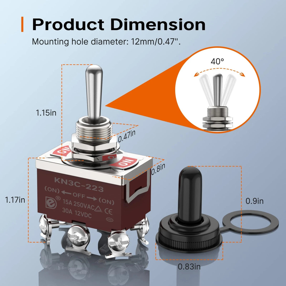 Momentary Toggle Switch 12V DC 3 Way 30 Amp DPDT 6 Pin for Automotive