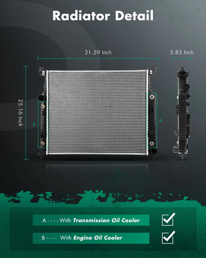 Aluminum Radiator for Mercedes-Benz ML350 R500 (2006–2011) 2515000603