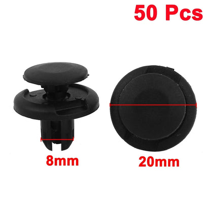 50 Pcs 8mm Hole Black Plastic Rivet Push Clip for Honda 