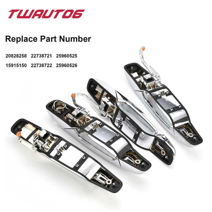 Set of 4 Chrome Door Handles for Chevy Avalanche Silverado 1500 Suburban (2007–2013)