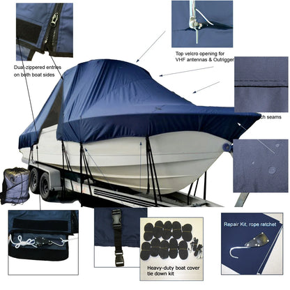 Boat Cover for Intrepid 284 Walk Around Cuddy (T-Top)