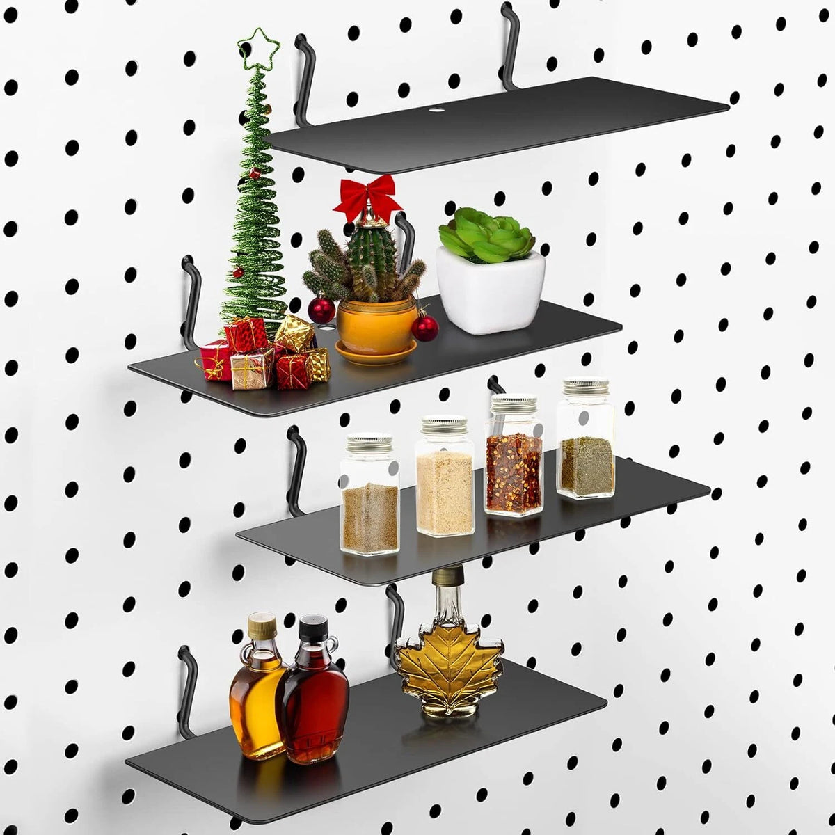 Set of 4 Pegboard Shelves for Craft Home Garage, 7x3 Inch