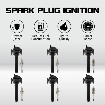 Set of 6 Ignition Coils & 6 Spark Plugs for Chrysler Concorde Intrepid Stratus (1998–2005) UF199